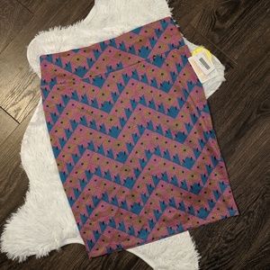 LuLaRoe Cassie Skirt, XL, pink blue